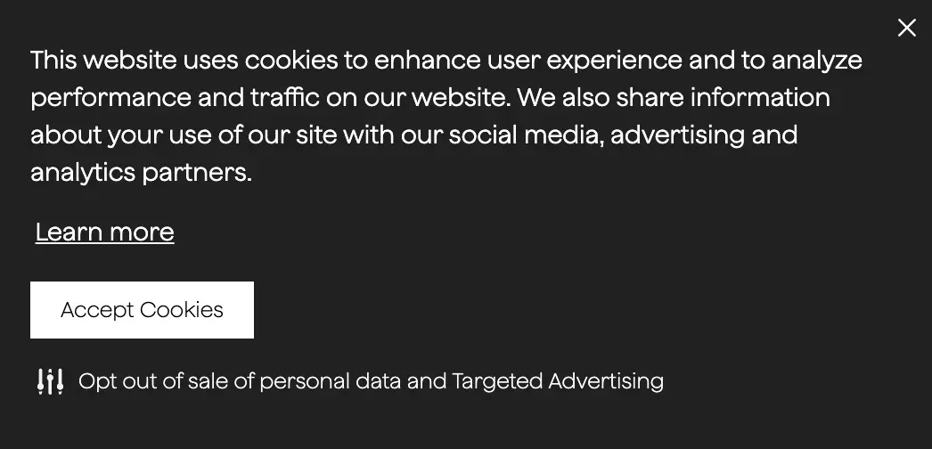 Cookie compliance banner preview
